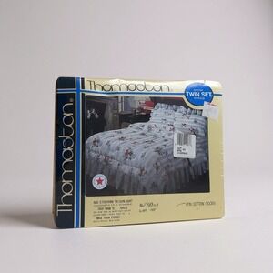 Vtg 90s Thomaston RoseAnne Complete Twin Sheets Fitted Flat Case‎ USA 3 Pc NOS